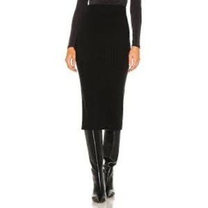 One Grey Day Skirt Womens XS Black Ribbed Knit Longline Pencil Pull On
